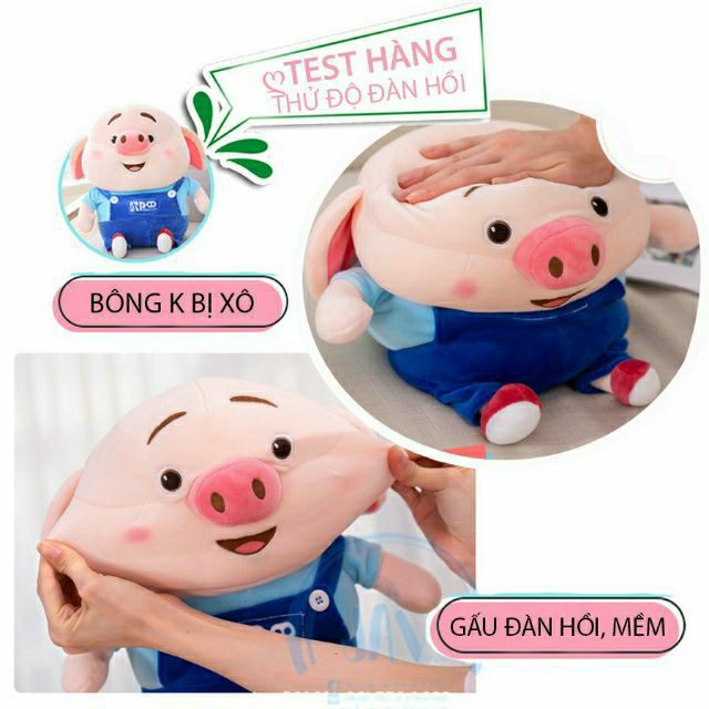 Gấu bông heo tick tok , heo mặc yếm size 50cm dễ thương chất vải miniso 4 chiều