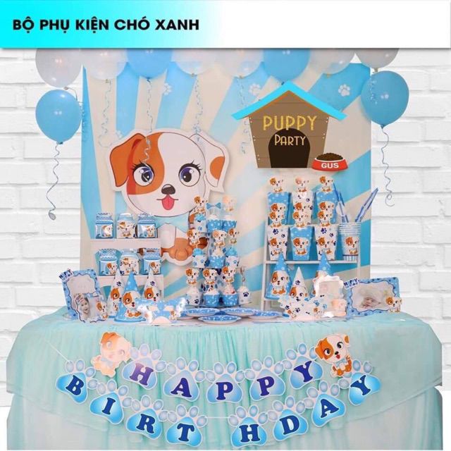 Set trang trí sinh nhật chủ đề chó con,cún con