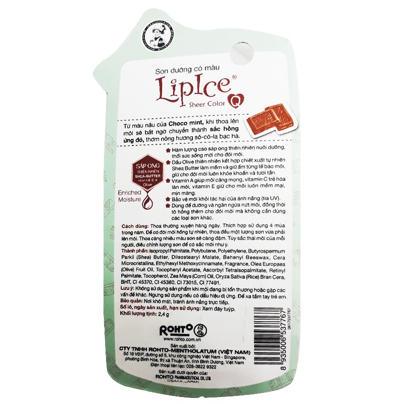 Son dưỡng Lipice Sheer Color Q Choco Mint 2.4g (Hồng ửng đỏ)