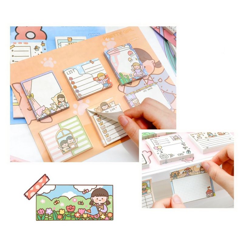 Set 300 tờ giấy note ghi chú 5x6 dễ thương