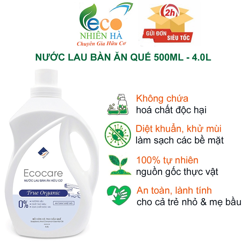 Nước lau bếp ECOCARE tinh dầu quế hữu cơ, nước lau kiếng, lau bàn ăn, lau bếp