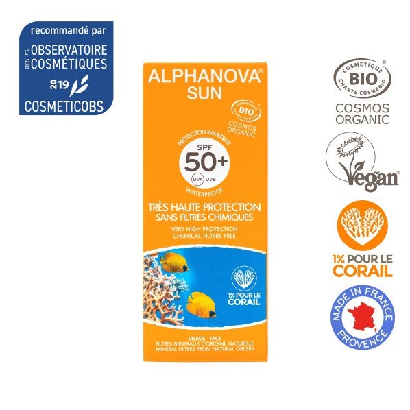 Kem Chống Nắng cho Bà Bầu / ORGANIC / Kem Chống Nắng Hữu Cơ Spf 50+ Alphanova Sun 50gr, Nhập Khẩu Pháp