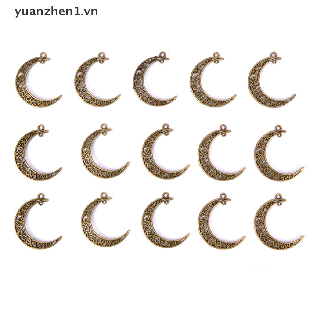Set 10 Mặt Dây Chuyền Hợp Kim Hình Mặt Trăng Cổ Điển Tự Làm Trang Sức Thủ Công