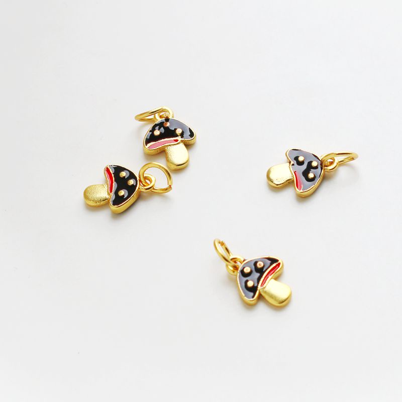 Mặt Trang Sức Hình Nấm Nhỏ Màu Vàng Đồng 14k diy Mặt Trang Sức