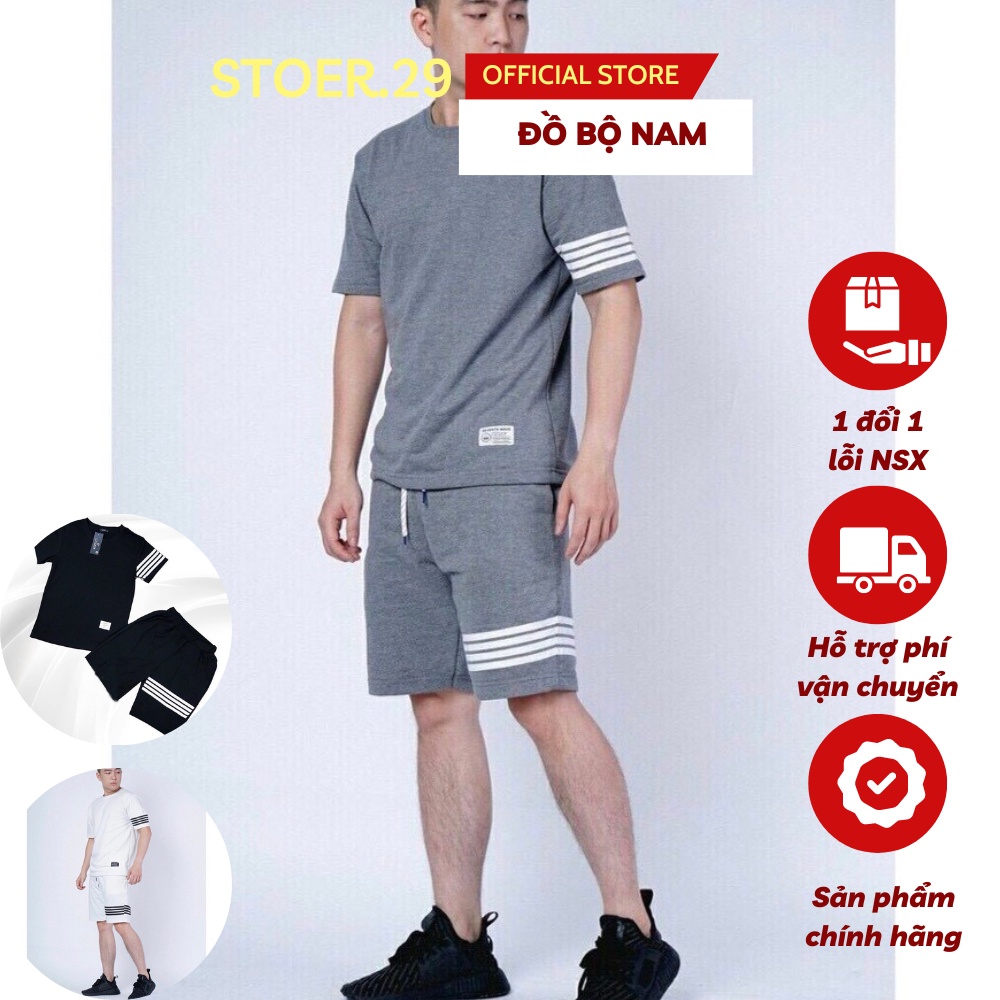 Đồ Bộ Thể Thao Nam - Quần Áo Thể Thao Nam 4 Sọc, Bộ Mặc Nhà, Bộ Phối 4 Sọc Tay Siêu Mềm Mịn Thoáng Mát