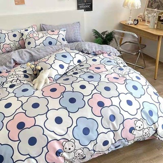 SET Chăn ga Cotton poly Hoa Xanh 4 món chăn ga gối đệm cao cấp