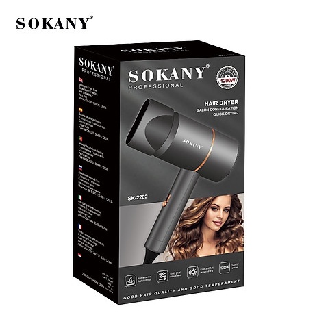 Máy sấy tóc mini cao cấp chính hãng Sokany máy sấy tạo kiểu ion âm chống khô tóc SK2022 bảo hành 1 đổi 1