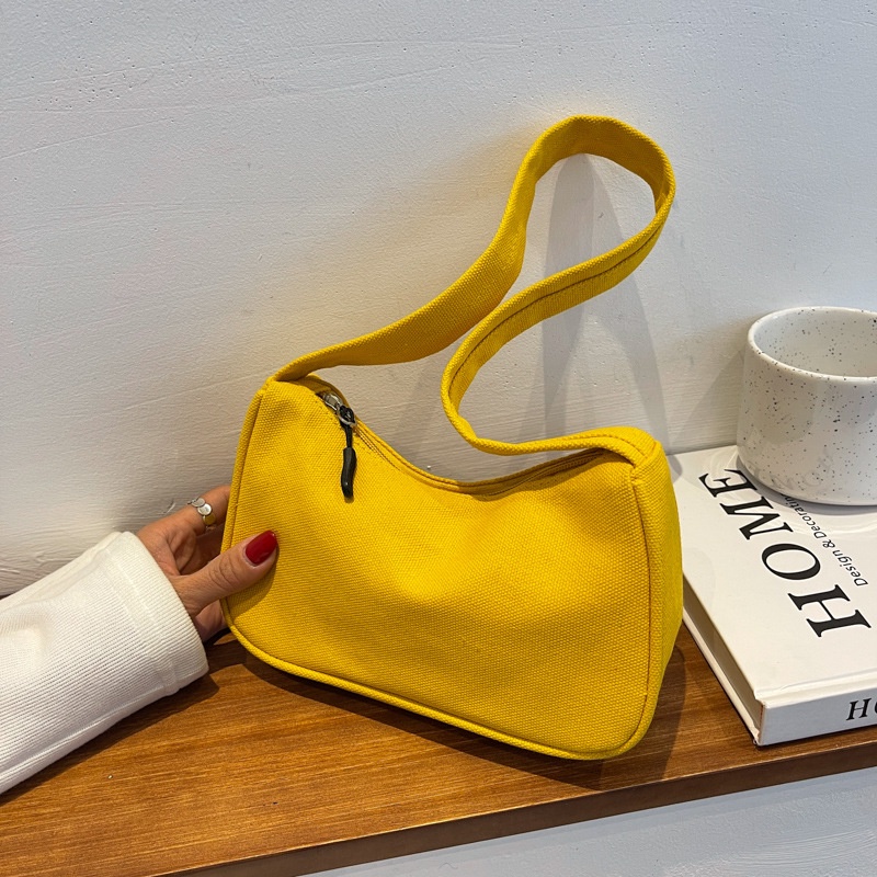 Túi đeo dưới cánh tay Bằng Vải Canvas Thiết Kế Nhỏ Gọn Giản Dị Thời Trang Mùa Xuân Dành Cho Nữ