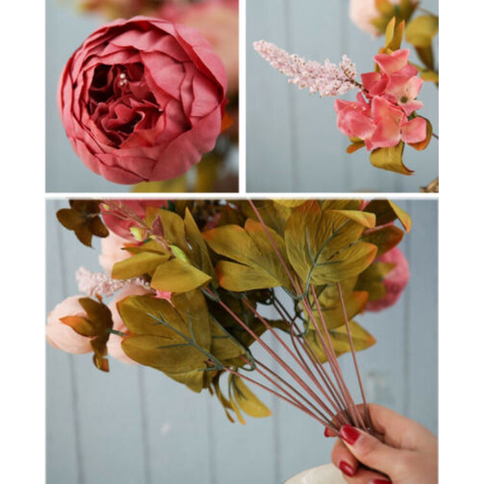 Hoa mẫu đơn giả bằng lụa có 8 màu dễ thương dùng trang trí tiệc cưới