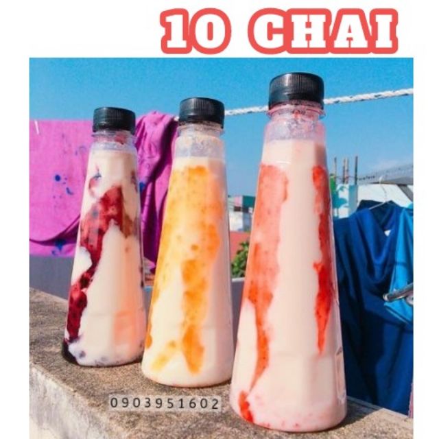 10 Chai Nhựa Pet Tam Giác 330ml Kèm Nắp