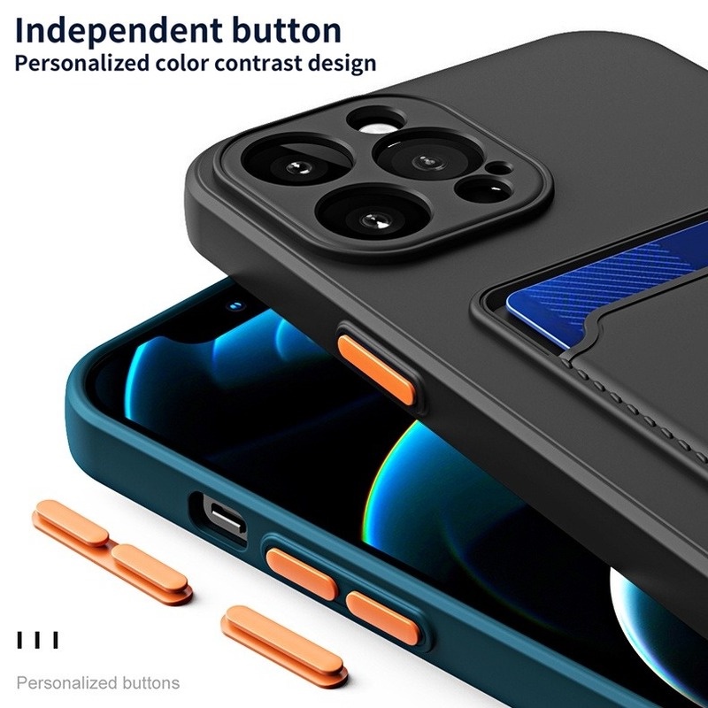 Ốp điện thoại silicon bảo vệ có ngăn đựng thẻ thích hợp cho Iphone 13 Pro Max 13 11 12 Pro Max Mini Xr