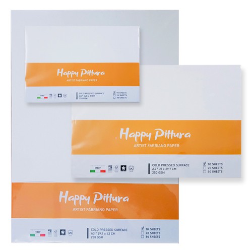 Giấy vẽ màu nước HAPPY PITTURA 250gsm tập 10 tờ-Dụng cụ vẽ Tâm Tâm