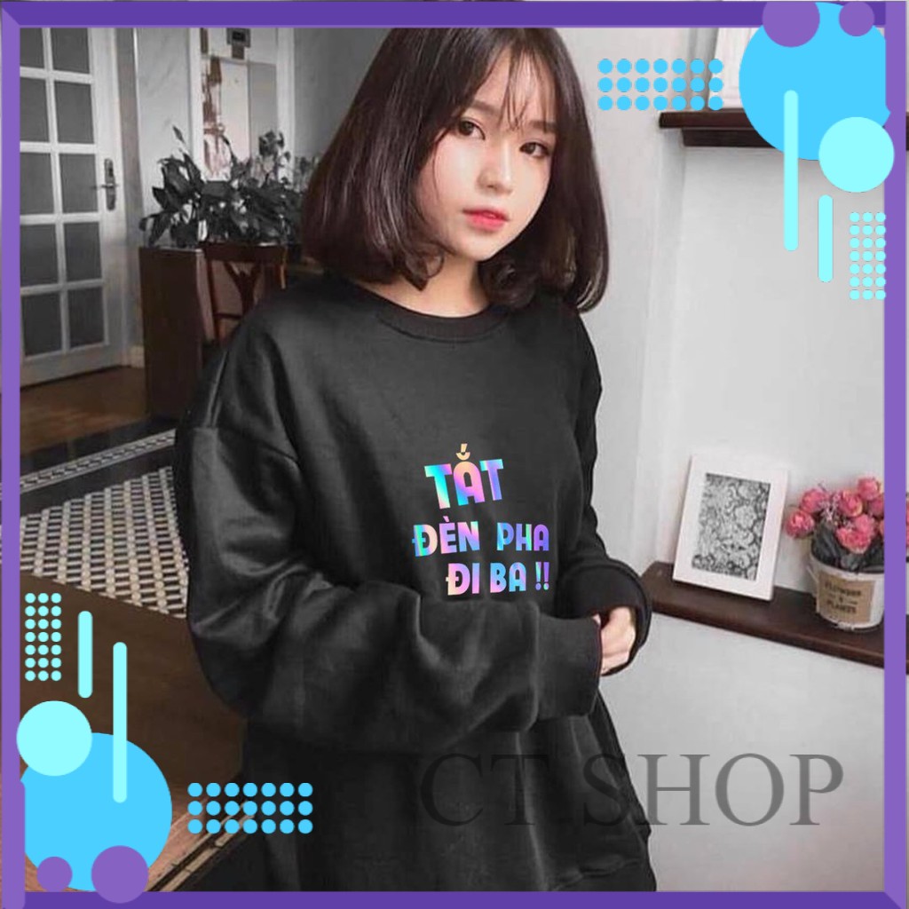 Áo Sweater nỉ phản quang unisex dài tay Tắt đèn pha đi ba AS21
