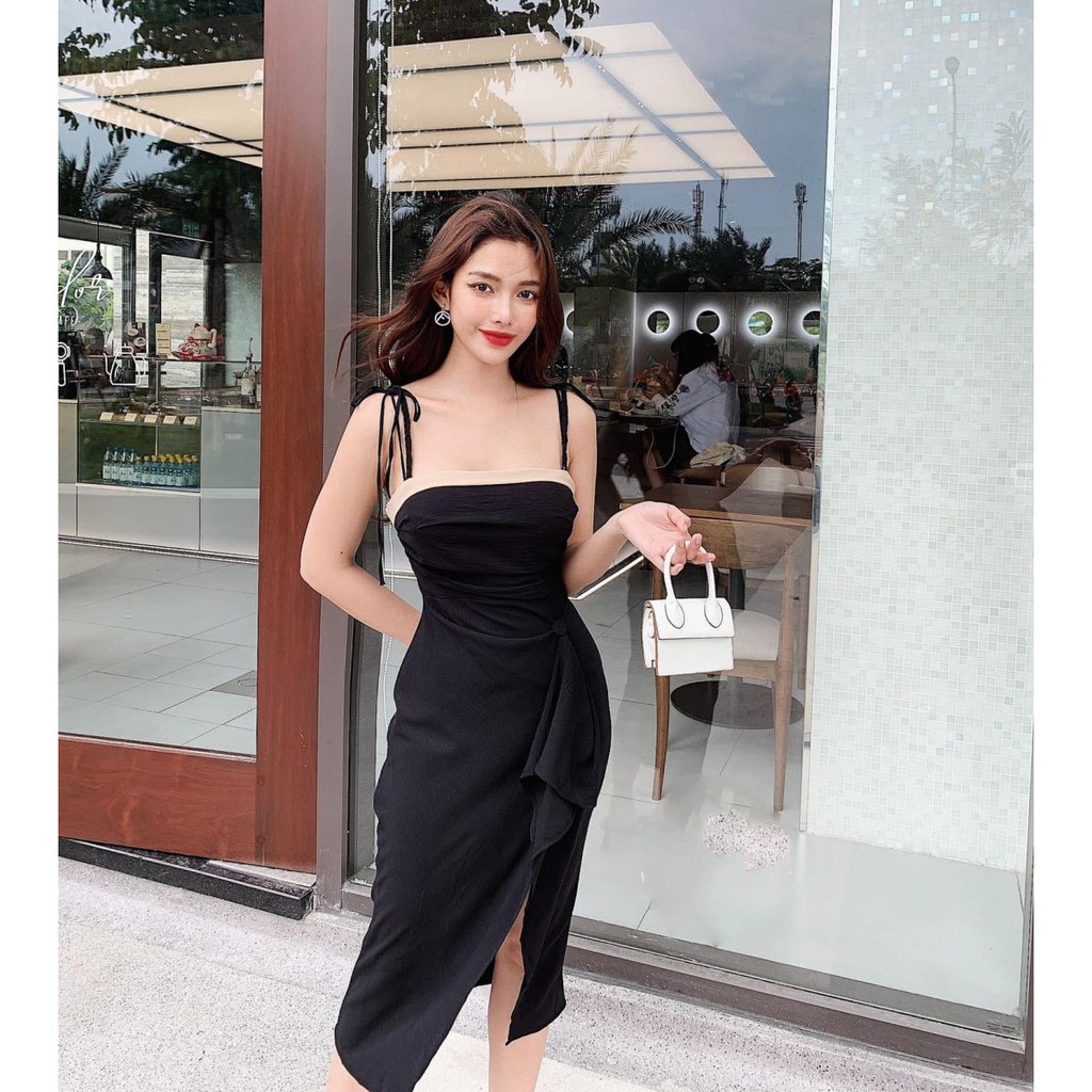 [ẢNH THẬT] Đầm Cúp Ngực Thắt Nơ Vai HIHOL | BigBuy360 - bigbuy360.vn