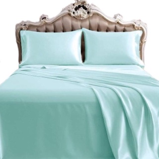 Trọn Bộ Vỏ Chăn Ga Gối Phi Lụa Lavish Silk Xanh Ngọc Cao Cấp Mát Lạnh Hàng Loại 1– CG028