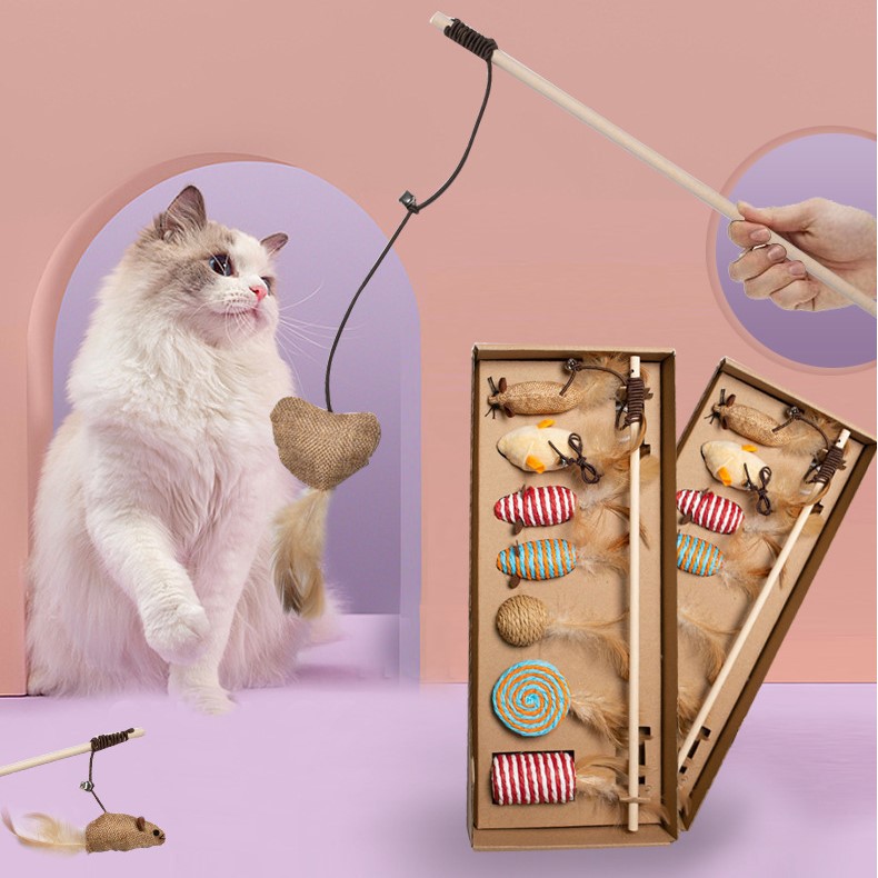 Bộ Cần Câu 7 Món Đồ Chơi Cho Mèo