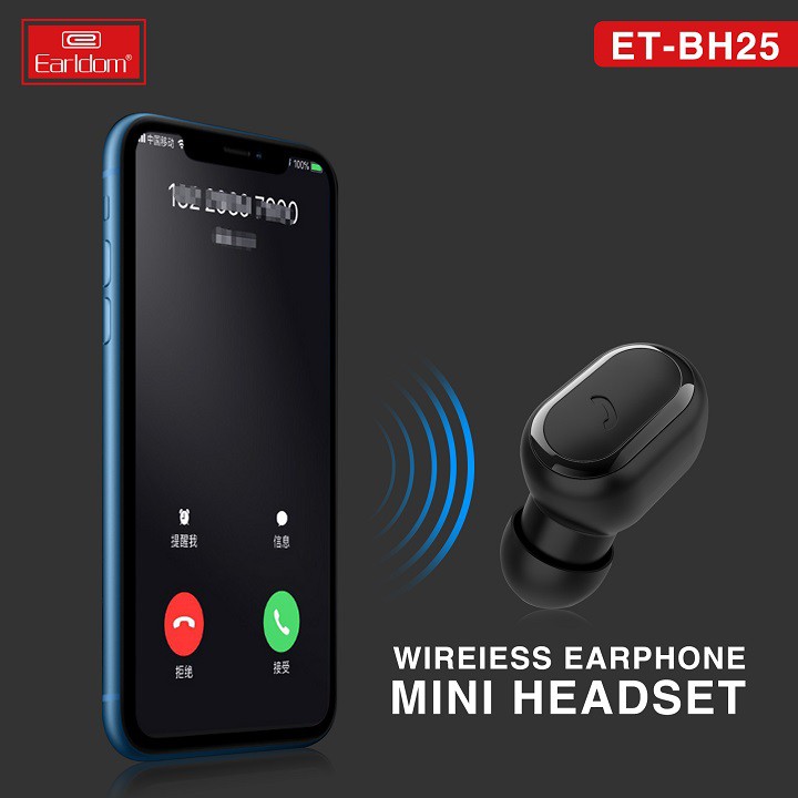 Tai Nghe 1 Tai Bluetooth Earldom Chính Hãng Cộng Nghệ 5.0 Dùng cả IOS và Android - Bảo Hành 1 Năm