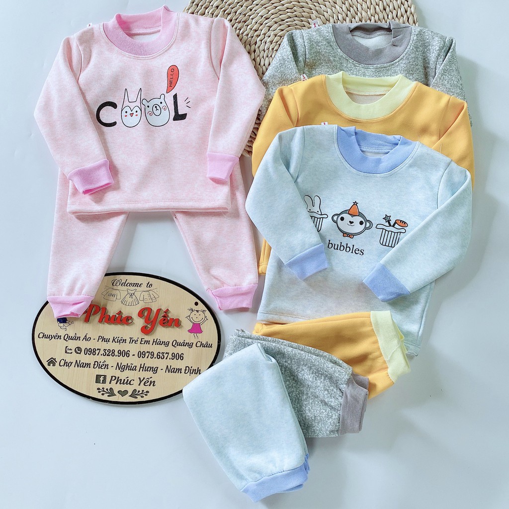 Sale !!! BỘ NỈ MÀU TRƠN CỔ CHUI CHO BÉ-SUPERSALE(7-16KG)