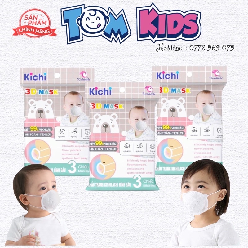 [Giá Sốc] Khẩu Trang Gấu KichiLaChi Nhật (Set 3 Cái )