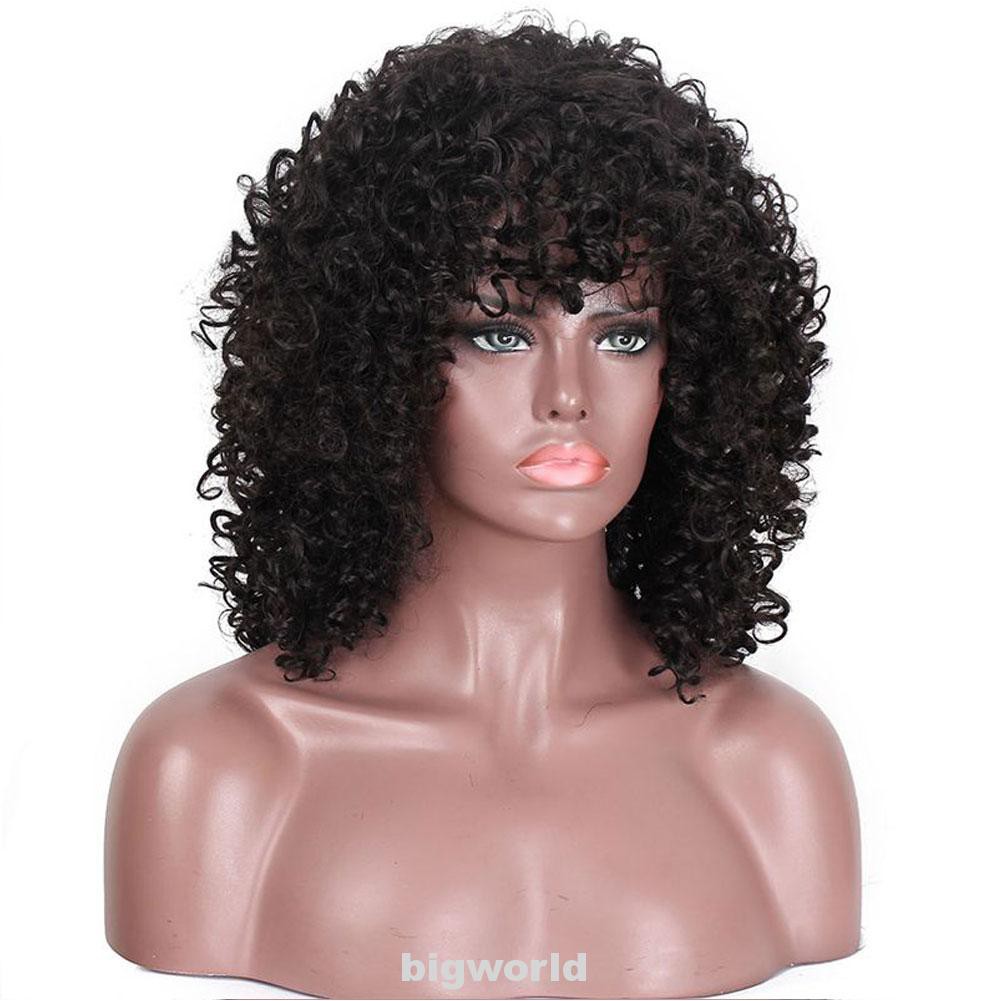 Afro Kinky Daily For Black Women Heat Resistant Human Hair Short Synthetic Curly Wig
