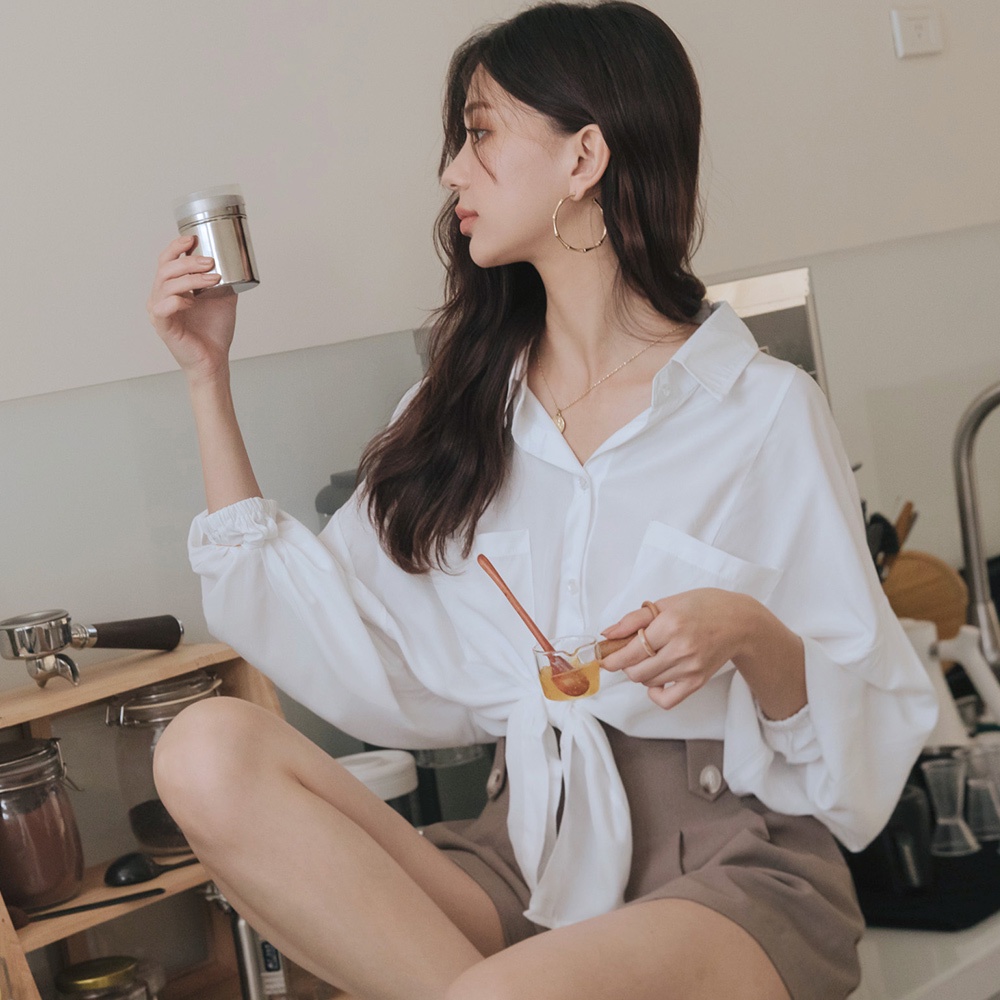 Áo sơ mi dáng rộng tay bo nữ Air Space Lady 2121821017