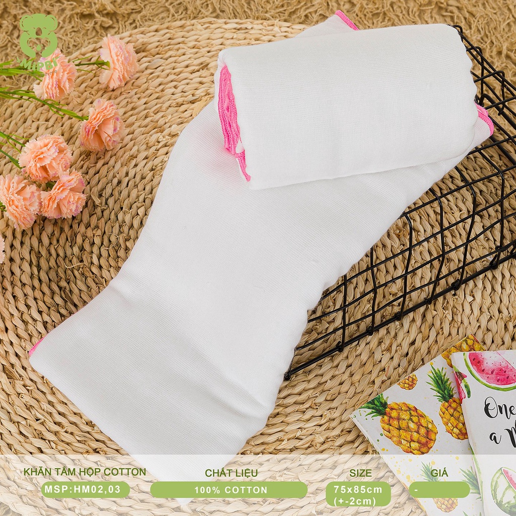 Khăn tắm cao cấp Mipbi 6 lớp 100% cotton HM03 (Hộp 2 chiếc 75x85cm)