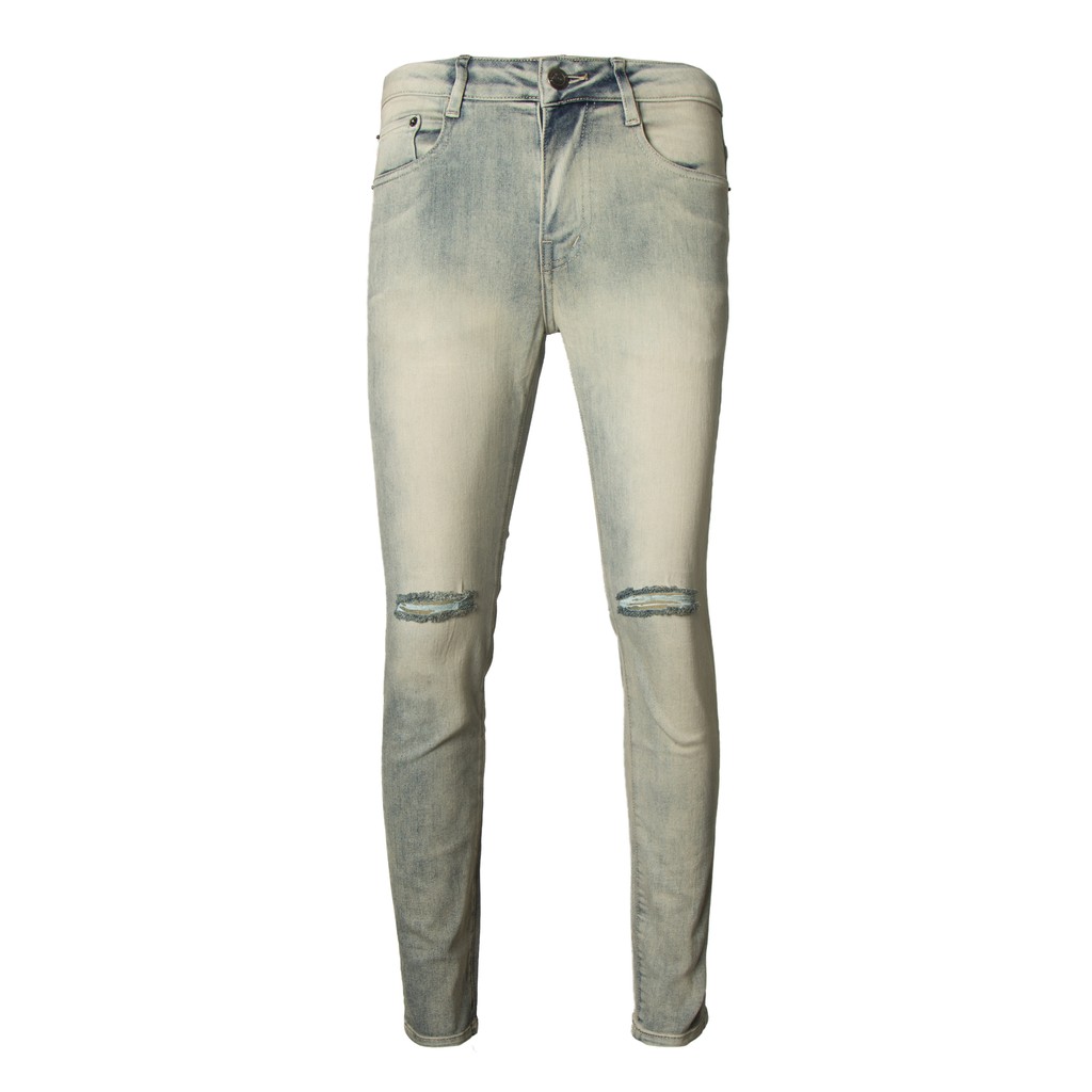 Quần Jean Skinny Xanh Rách Ngang Gối