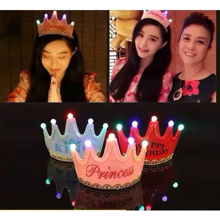Băng Đô Hình Vương Miện Sinh Nhật Có Đèn LED Dễ Thương