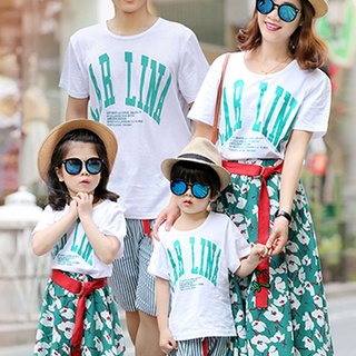 Áo Thun Cho Gia Đình Màu Trắng In Chữ LINA DLX