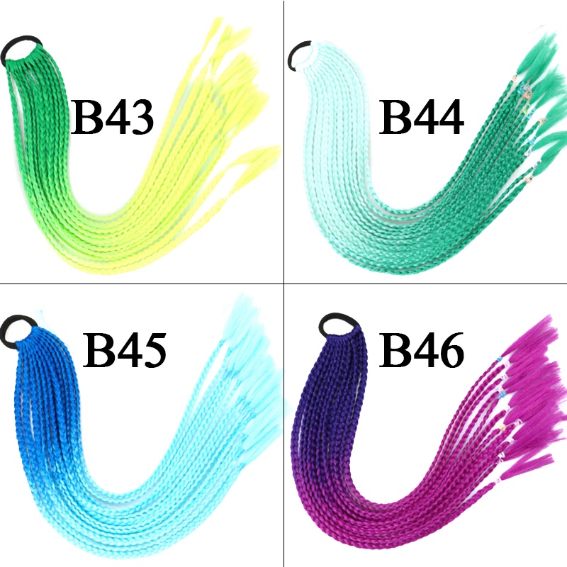 Tóc giả nối dài WIGSIN màu ombre 24" dạng tết sợi lụa chịu nhiệt độ cao