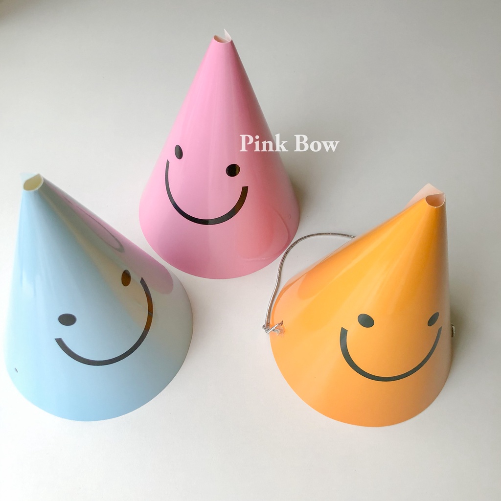 Nón giấy hình mặt cười 4 màu VÀNG/HỒNG/XANH/ĐỎ