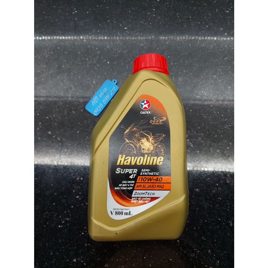 NHỚT HAVOLINE SUPER 4T semi-synthetic SAE 10W40 1L 800ML XE SỐ