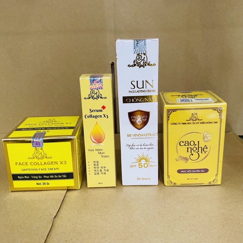 COMBO FACE X3 + SERUM  X3 + CHỐNG NẮNG + CAO NGHỆ MỸ PHẨM ĐÔNG ANH CHÍNH HÃNG