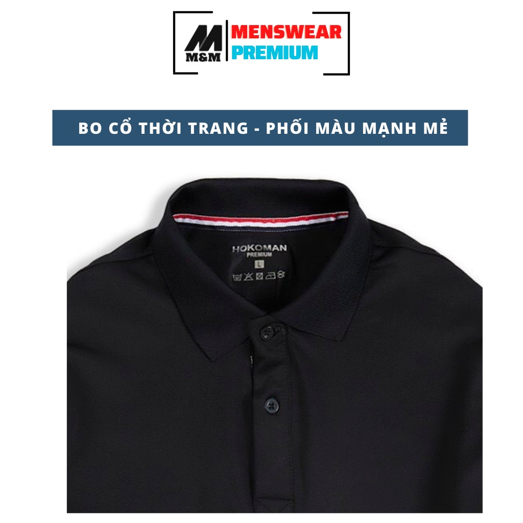 Áo Thun Nam Polo M&amp;M, Áo Polo Nam Cao Cấp,  Tay Ngắn Phối Sọc, Vải CoolMax Jersey Xuất Xịn Chuẩn Form Dày Dặn HC111