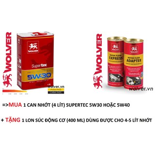 NHỚT XE HƠI, Ô TÔ, XE TẢI - WOLVER SUPERTEC SAE 5W30 (4 LÍT) + SÚC ĐỘNG CƠ