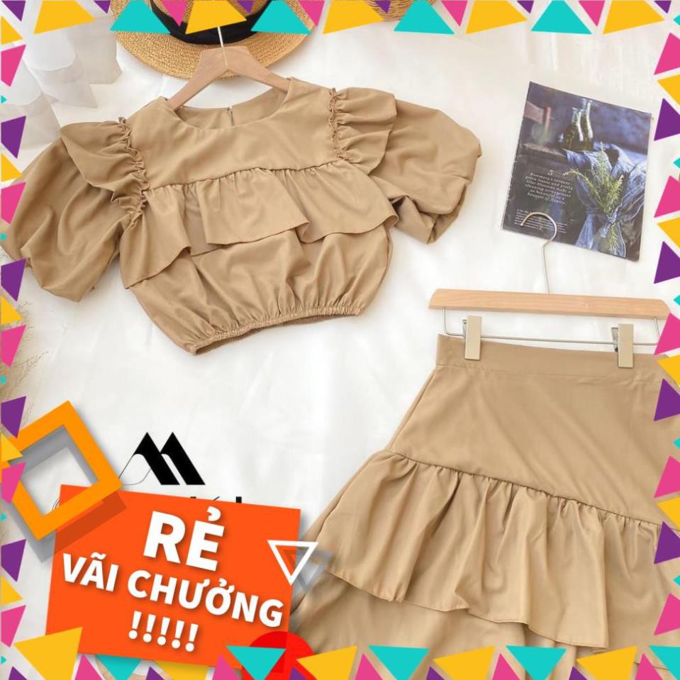 [SALE_SỐC_45%] SET ÁO TẦNG CHÂN VÁY XÉO - Chất liệu Kaki Cotton nhập khẩu - Hai màu Nâu tây/ Trắng - [THIẾT KẾ] [HOT] | BigBuy360 - bigbuy360.vn