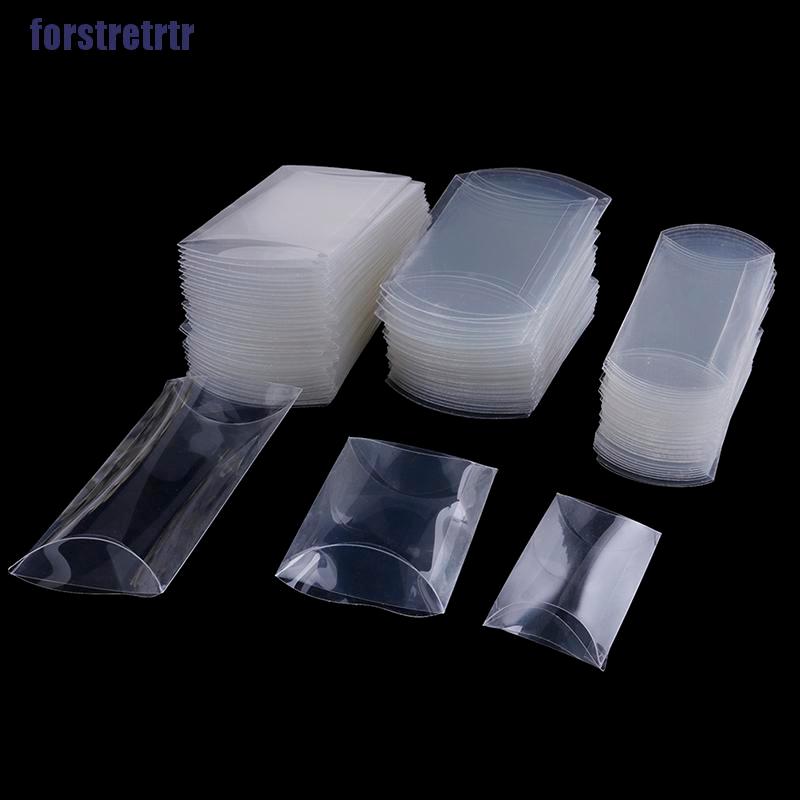 Bộ 50 hộp đựng kẹo hình gối bằng nhựa pvc trong suốt