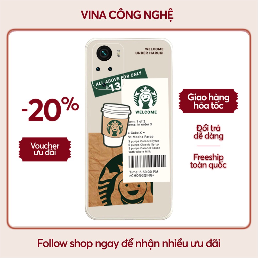Ốp lưng Xiaomi Redmi 10/Redmi 9T/Poco X3/....dẻo cạnh vuông bảo vệ camera hình Starbucks.
