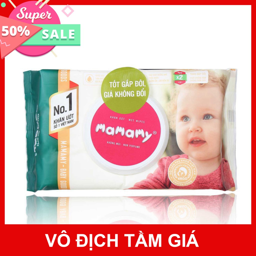 Combo 24 gói  khăn ướt Mamamy lau người cho bé không gây kích ứng, khăn giấy ướt am toàn cho bé