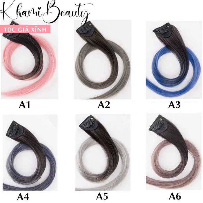 Tóc giả kẹp phím highlight Khami Beauty, đủ màu, dài 60cm