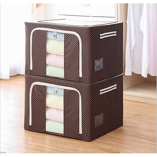 Hộp Đựng Quần Áo Chăn Màn Khung Thép Cao Cấp Loại To Tiện Lợi 66 Lit, tủ vải - chính hãng miDoctor