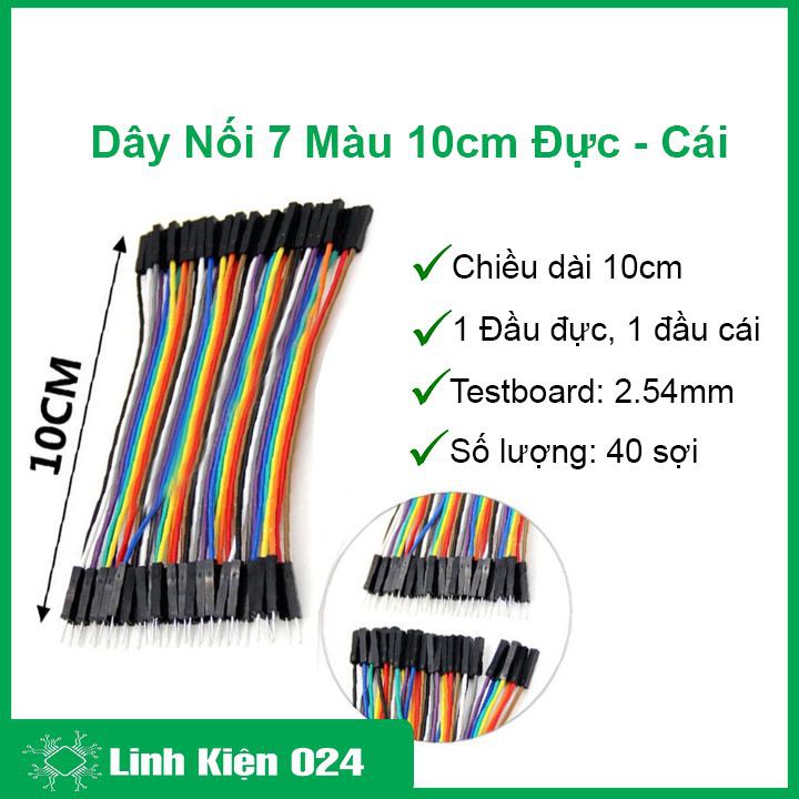 Dây Nối 40P 7 Màu Dài 10Cm ( 2 Đầu Đực Cái )