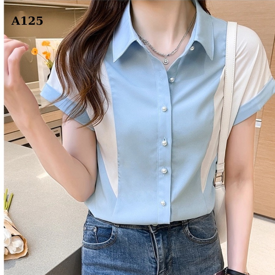 A125 -Áo sơ mi phôi tay ngắn cao cấp