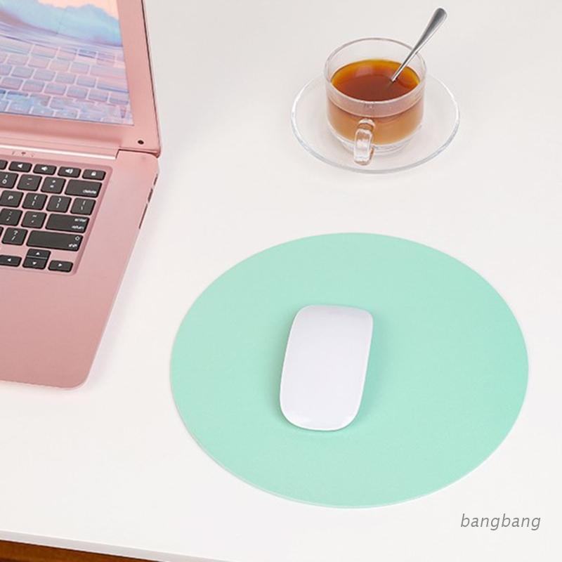 Miếng lót chuột máy tính hình tròn da PU chống thấm nước chống trượt xinh đẹp dành cho cả nam và nữ trẻ em