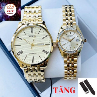 Đồng hồ cặp citizen nh8352-53p - eu6062-50p chính hãng tặng dây da cao cấp