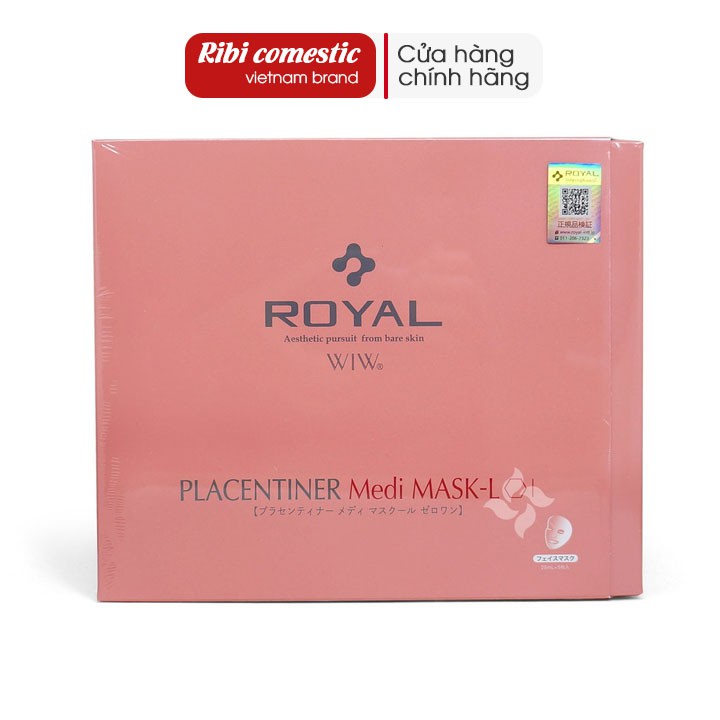 -𝕽𝖎𝖇𝖎- Hộp 5 Miếng Mặt nạ nhau thai ROYAL Placentiner Medi Mask-L ( Bản Thuần Nhật )