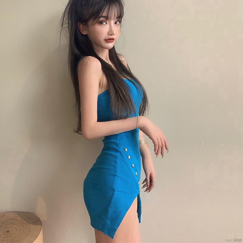 Đầm Ôm Hai Dây Hở Lưng Phong Cách Quyến Rũ Dành Cho Nữ đầm hoa váy hoa nhí