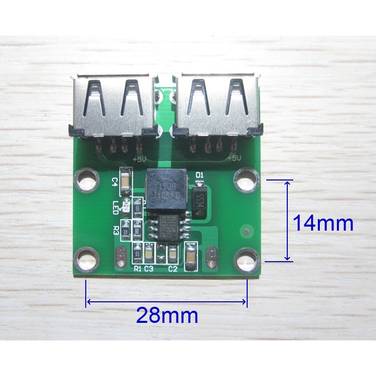 Mạch Hạ áp DC 6 - 26v ra 2 cổng USB chế sạc điện thoại (Max 3A)