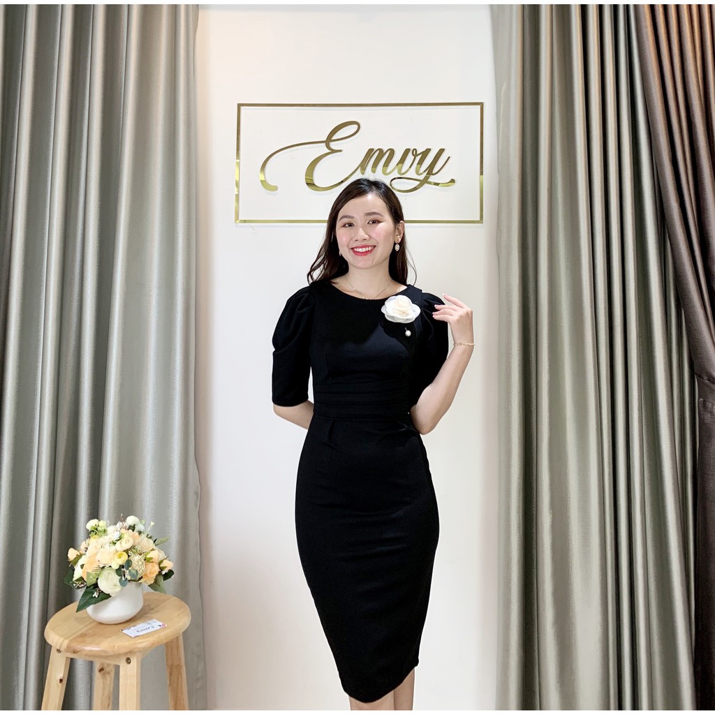 [Mã WAST99 hoàn 12k xu đơn 99k] Đầm Thiết kế umi tay bồng có kèm hoa Emvy - V69 | BigBuy360 - bigbuy360.vn