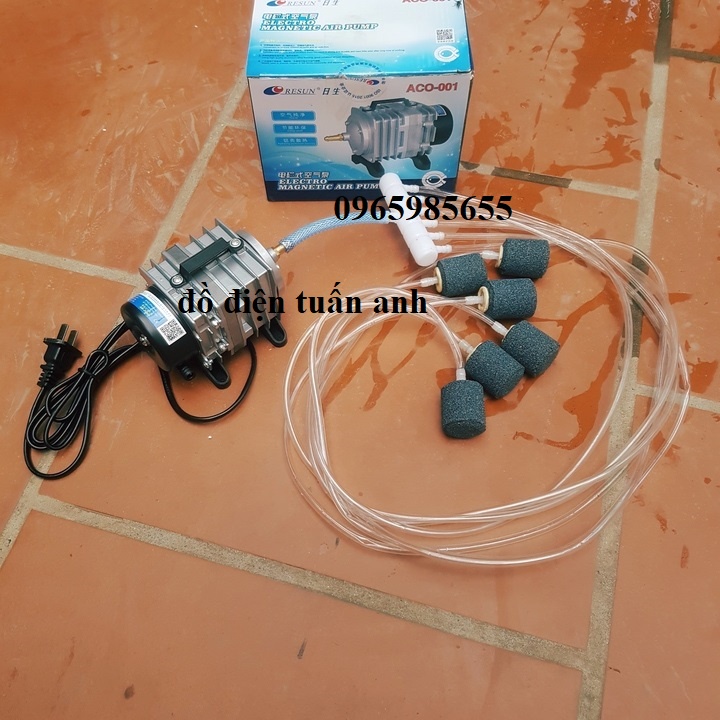 Máy sục sủi thổi khí oxi bể cá 18w loại xịn + 6 quả sủi + 12m dây - máy bơm oxi cho cá